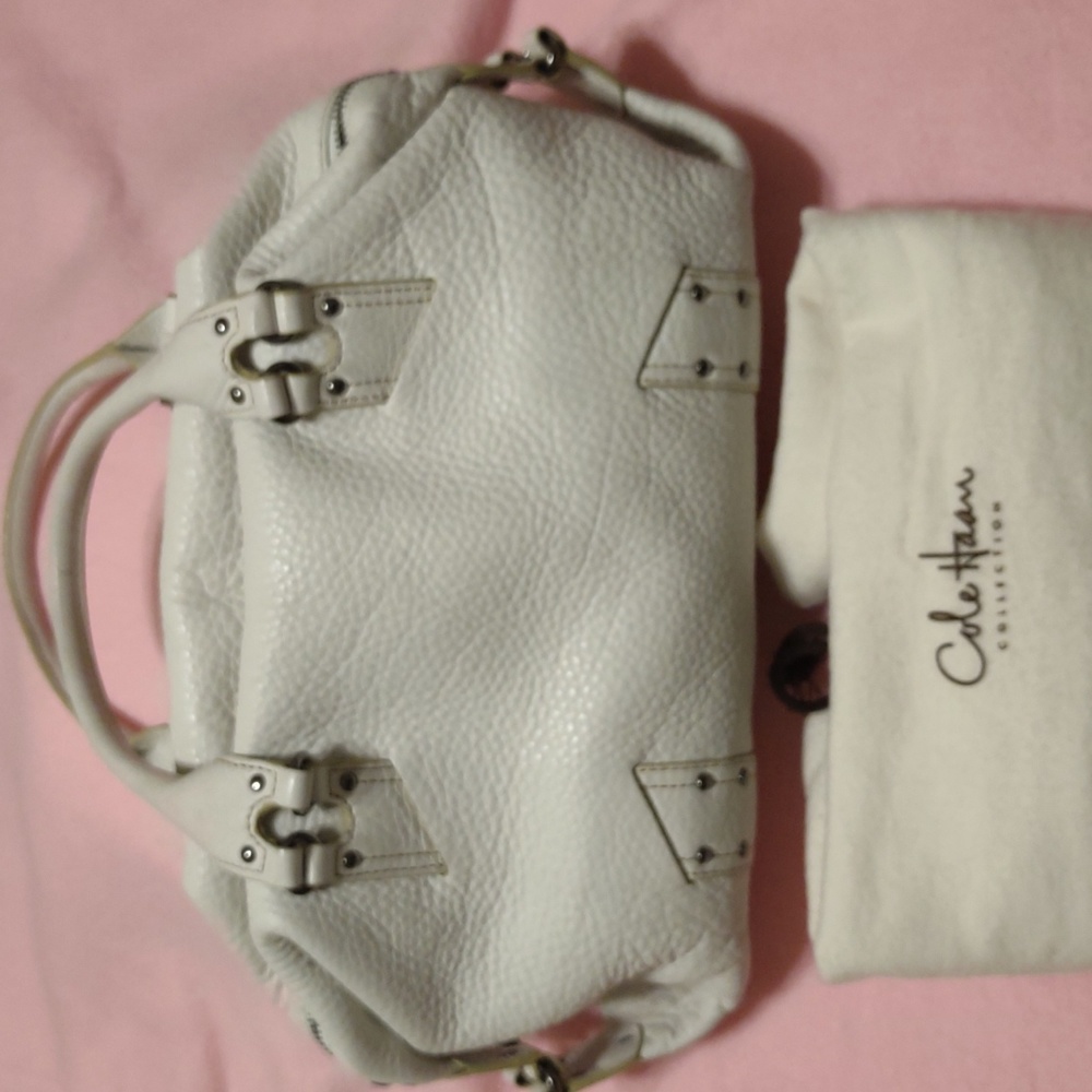 GREAT Cole Haan Handbag in pebble Ecru.  Top zip and comes with it's storage bag